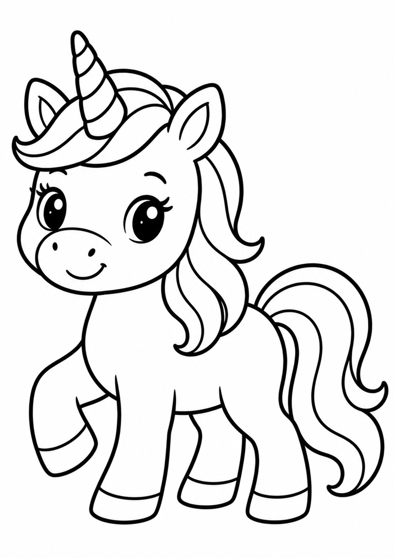 Dibujo infantil de un unicornio para colorear