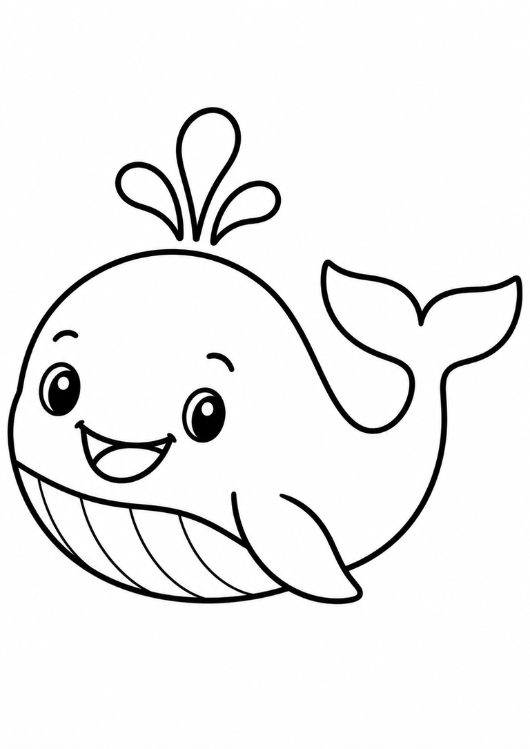 Dibujo de una ballena sonriente para colorear