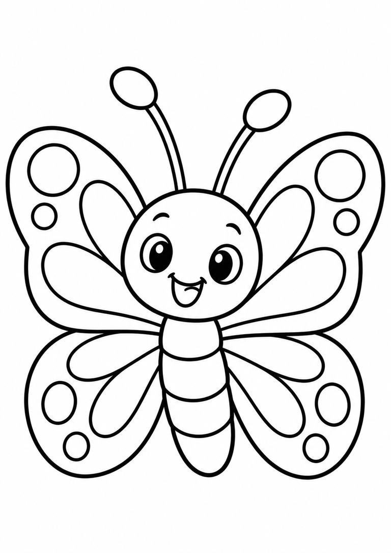 Dibujo infantil de una mariposa para colorear