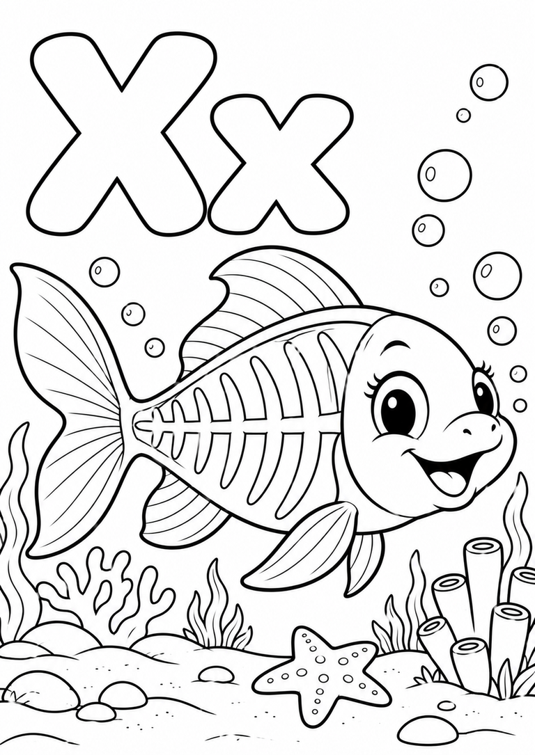 Letra X mayúscula y minúscula para colorear