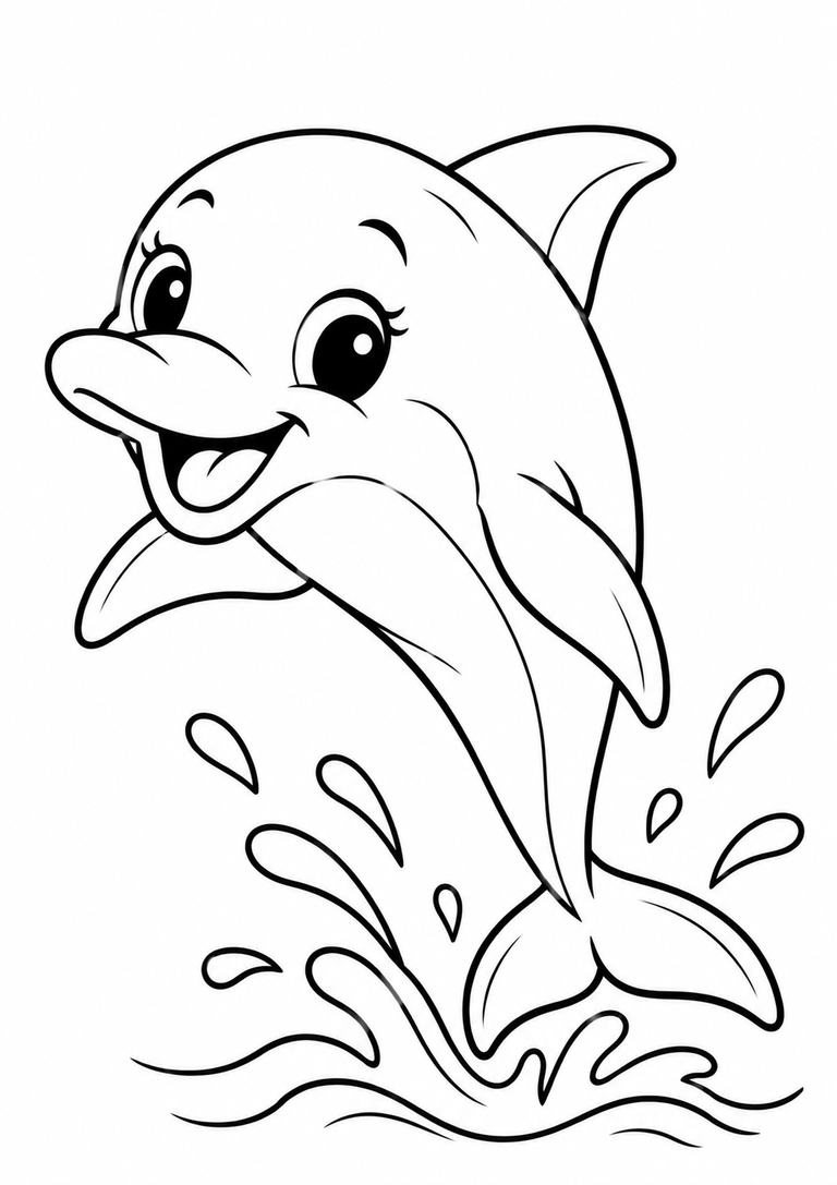 Dibujo infantil de un delfín para colorear