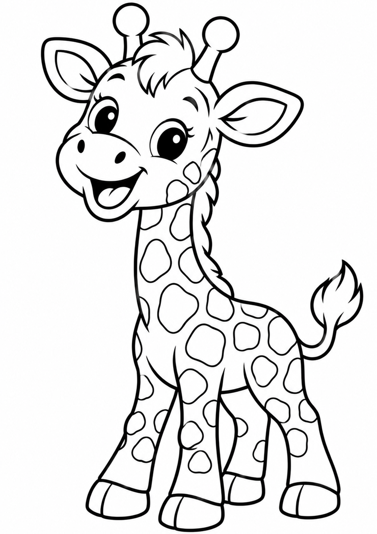 Dibujo infantil de una jirafa para colorear