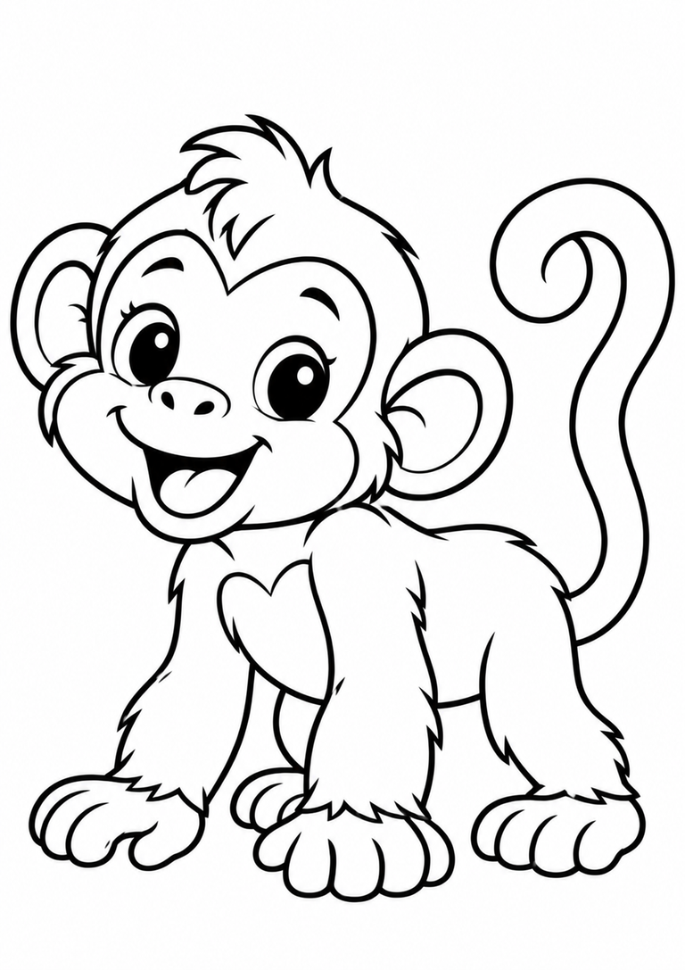 Dibujo infantil de un mono para colorear