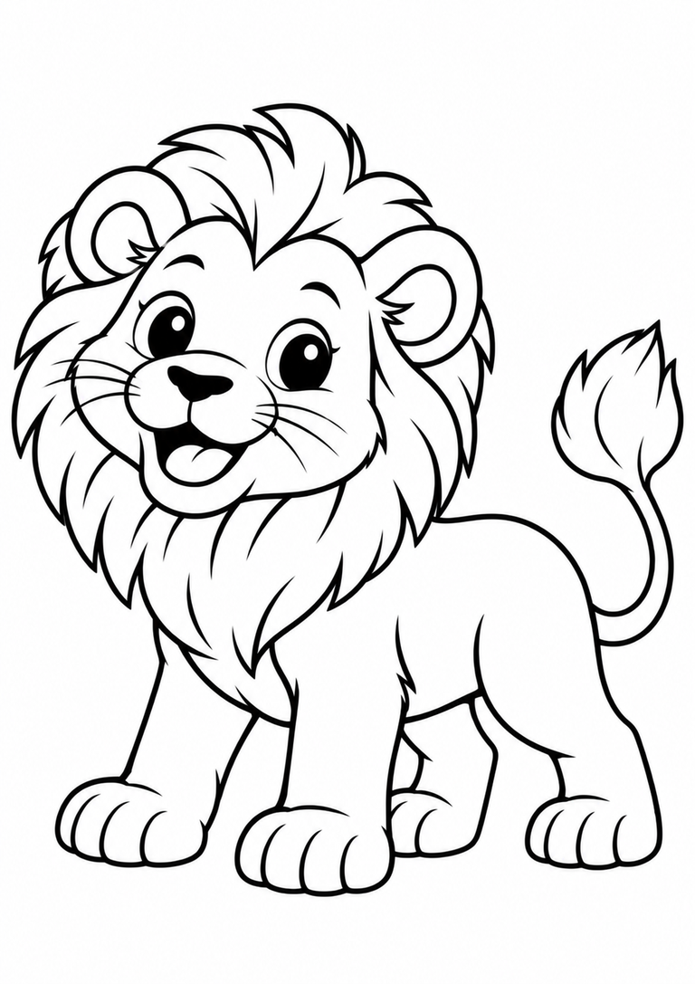 Dibujo infantil de un león para colorear