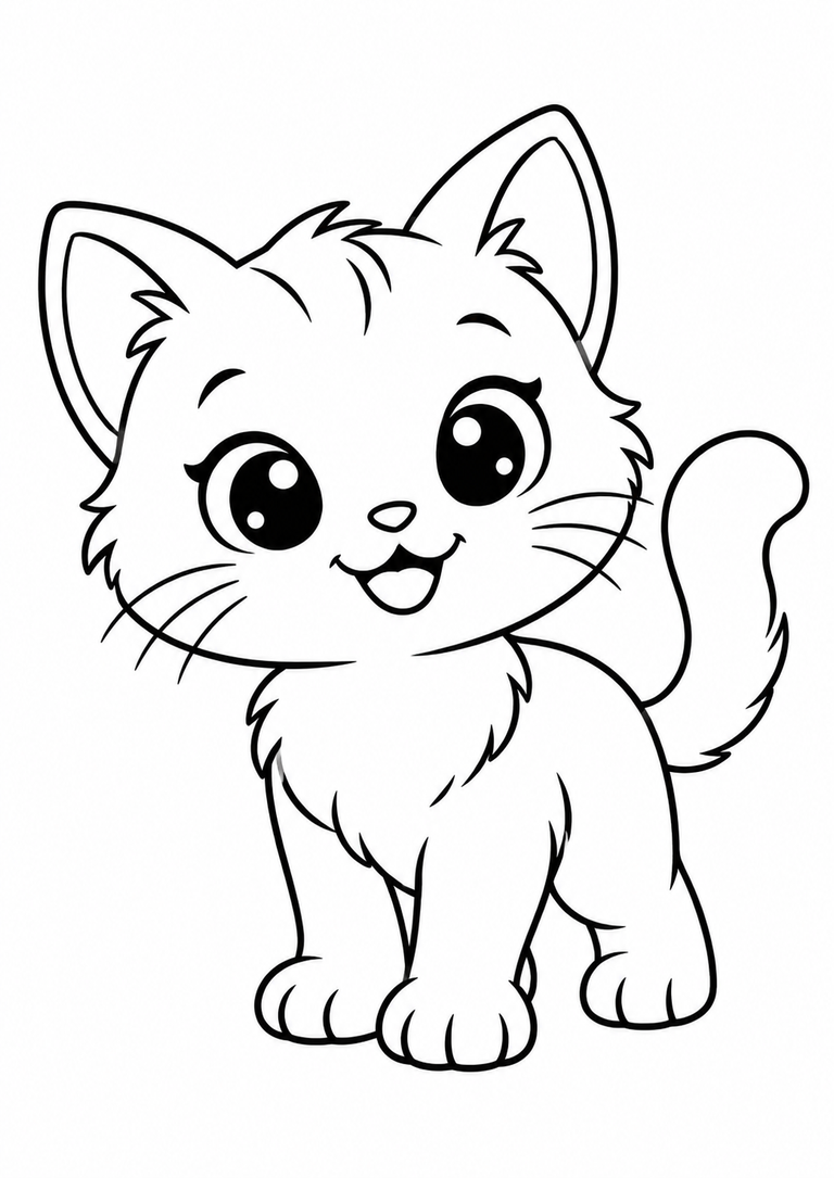 Dibujo infantil de un gato para colorear