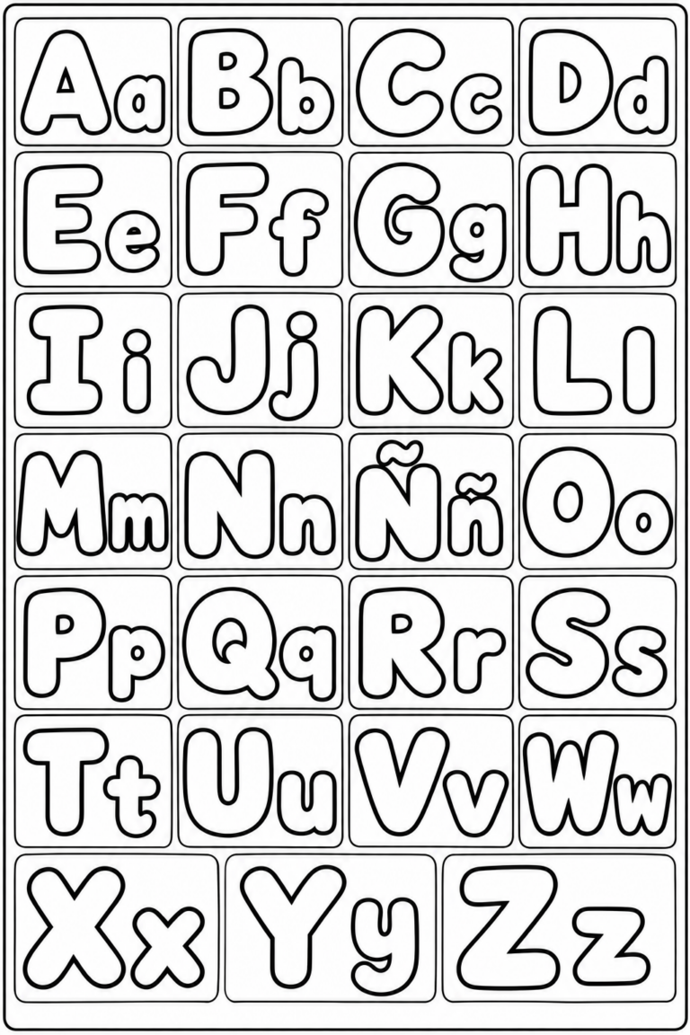 Abecedario completo en mayúsculas y minúsculas para colorear e imprimir